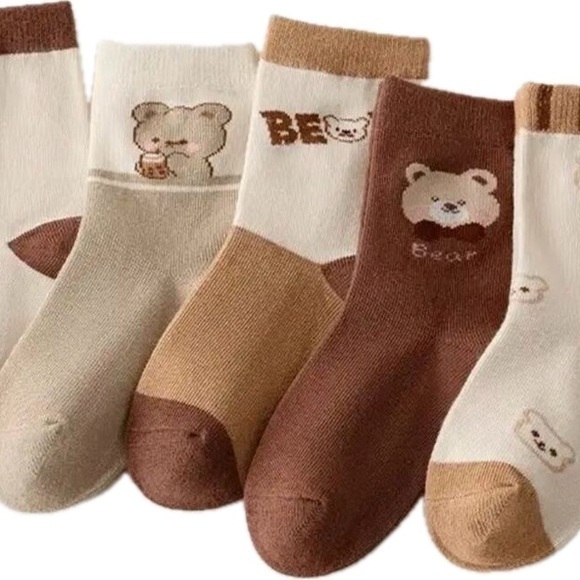 New kids 5 pair of socks “bears” 4-6 - Picture 1 of 3